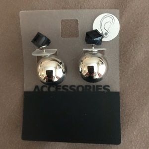 Mirror ball and navy earrings